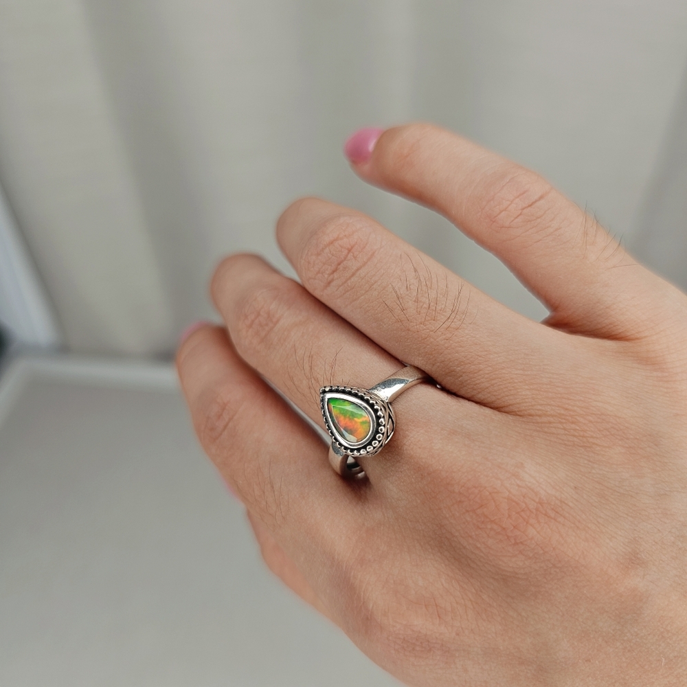 Ethiopian Opal ring 925 Sterling silver Real opal ring